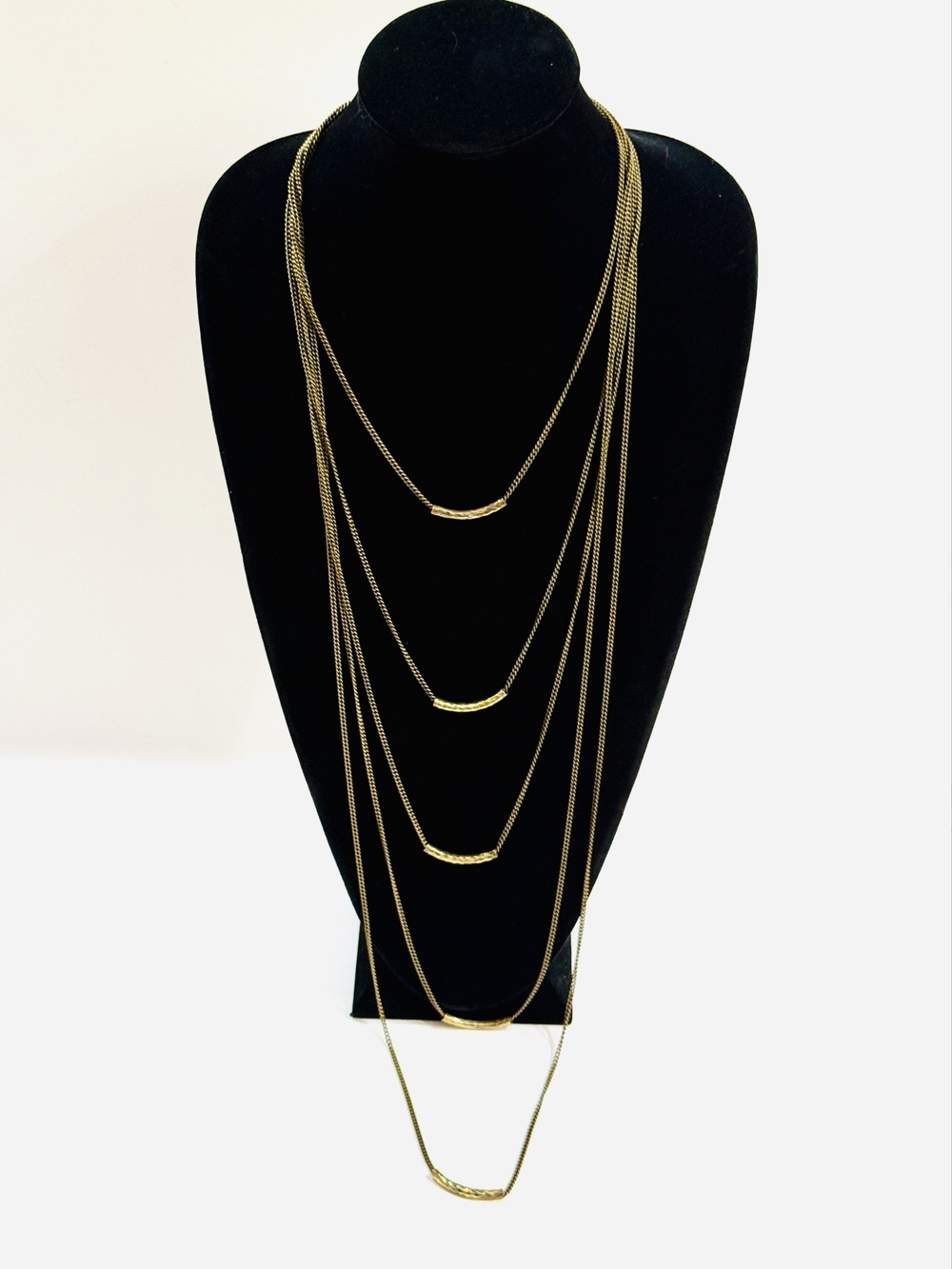 Lena Bernard Layered Bar Necklace 21.5" Silver | NWT
